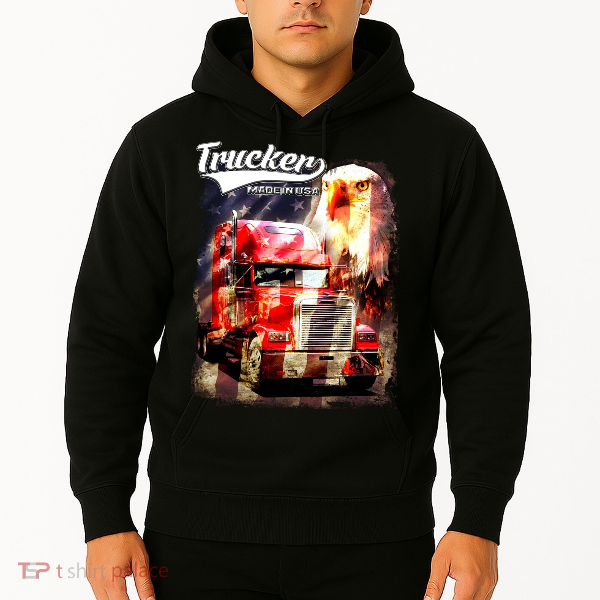 Support Trucker Made In USA Eagle Flag Hoodie