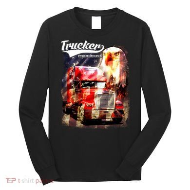 Support Trucker Made In USA Eagle Flag Long Sleeve Shirt