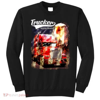 Support Trucker Made In USA Eagle Flag Sweatshirt
