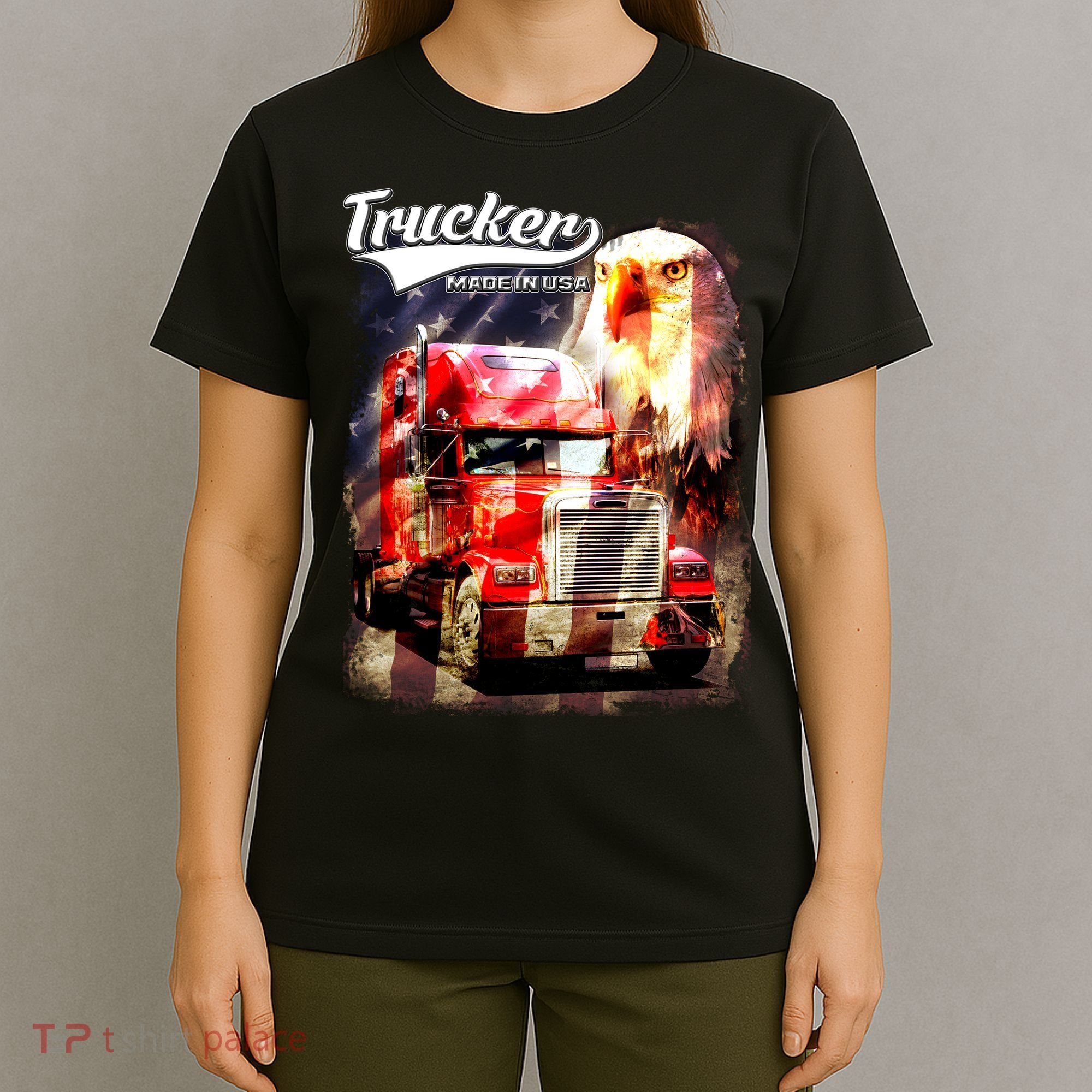 Support Trucker Made In USA Eagle Flag T-Shirt