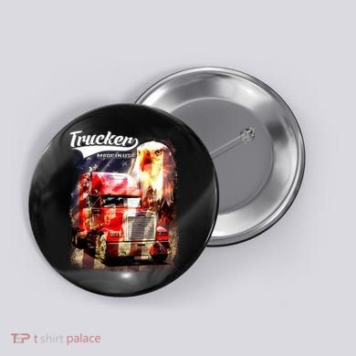 Support Trucker Made In USA Eagle Flag Button
