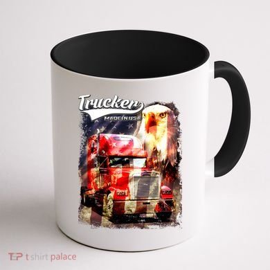 Support Trucker Made In USA Eagle Flag Coffee Mug back