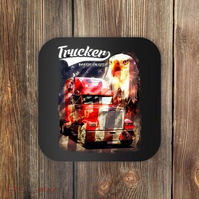 Support Trucker Made In USA Eagle Flag Coaster