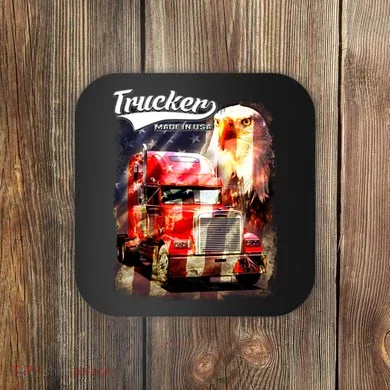 Support Trucker Made In USA Eagle Flag Coaster