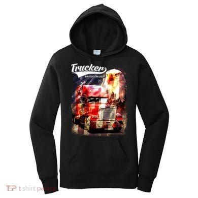 Support Trucker Made In USA Eagle Flag Women's Hoodie