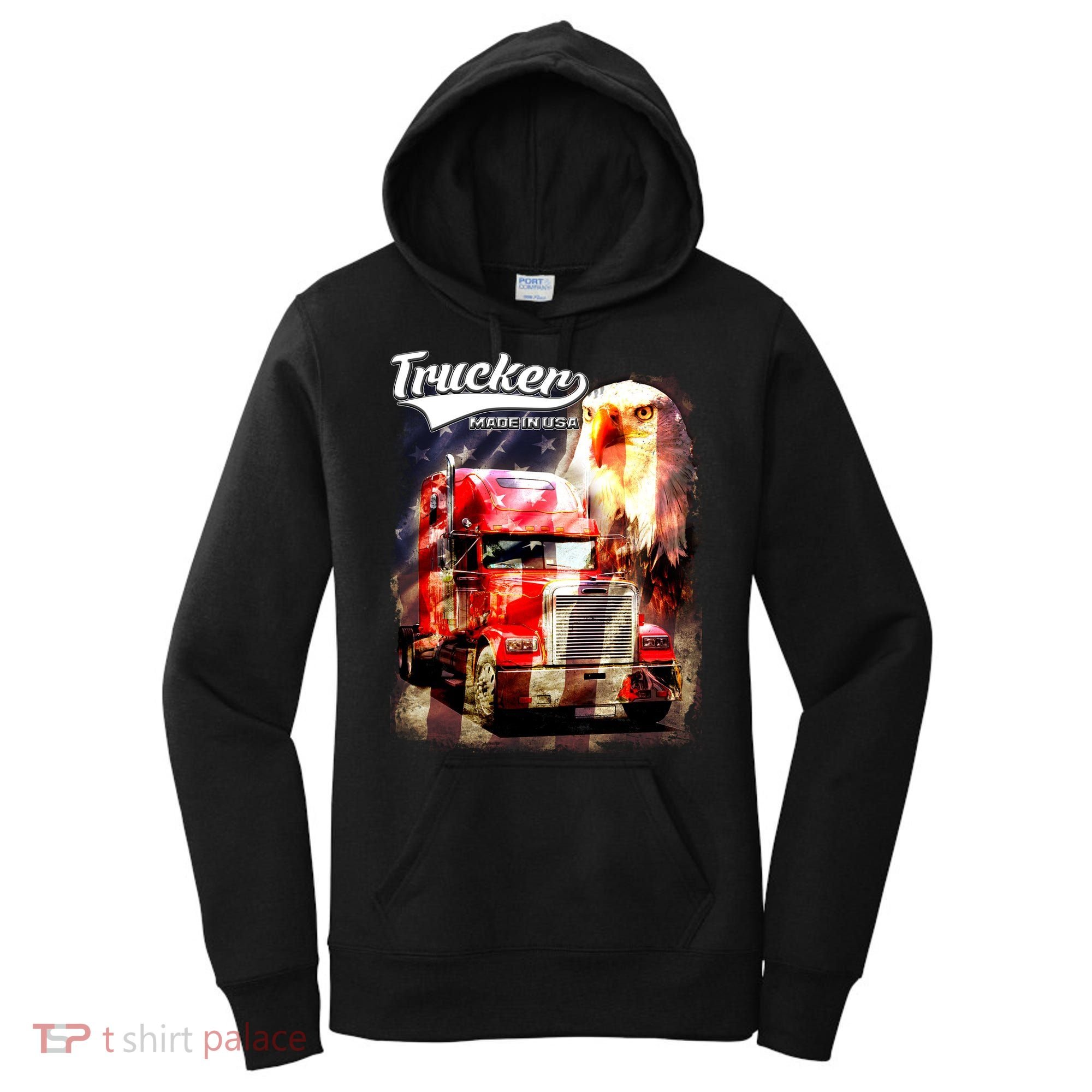 Support Trucker Made In USA Eagle Flag Women's Hoodie