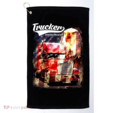 Support Trucker Made In USA Eagle Flag Golf Towel