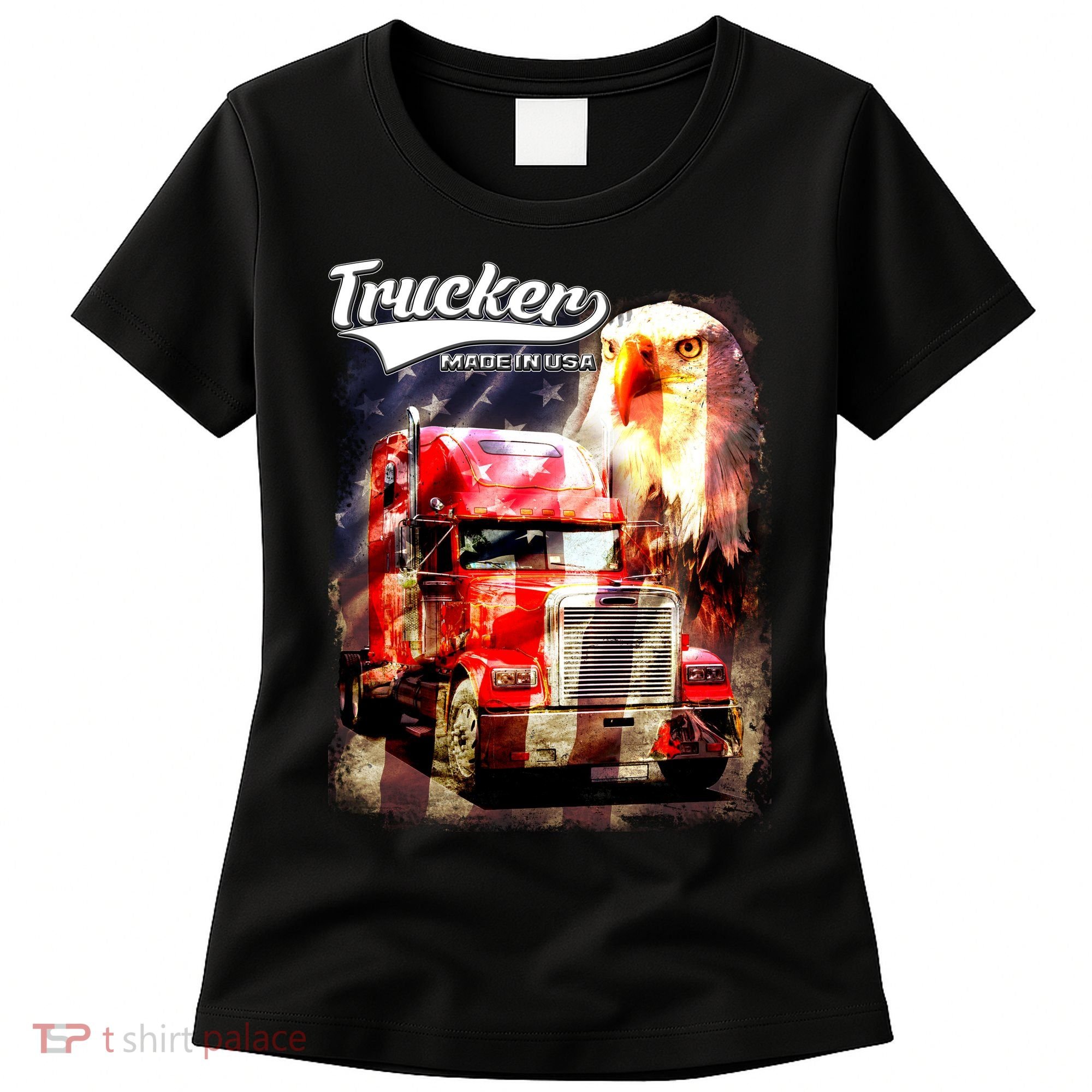 Support Trucker Made In USA Eagle Flag Women's T-Shirt