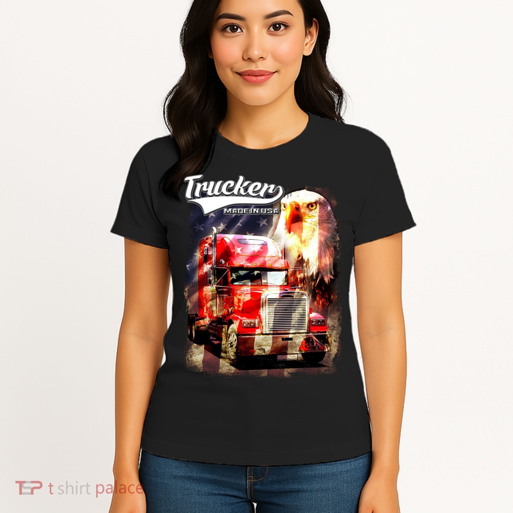 Support Trucker Made In USA Eagle Flag Women's T-Shirt