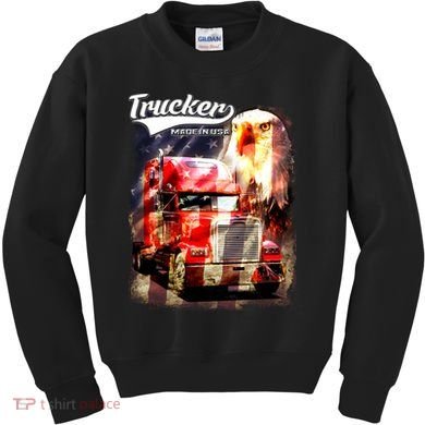 Support Trucker Made In USA Eagle Flag Kids Sweatshirt