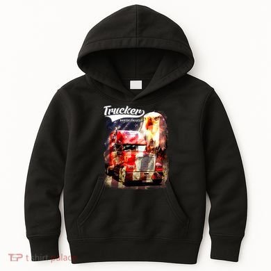 Support Trucker Made In USA Eagle Flag Kids Hoodie