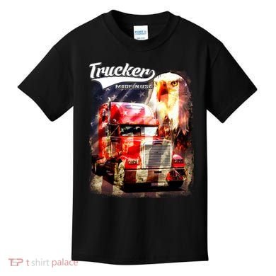 Support Trucker Made In USA Eagle Flag Kids T-Shirt
