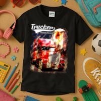 Support Trucker Made In USA Eagle Flag Kids T-Shirt thumb 3