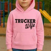 Support Trucker WIfe Kids Hoodie thumb 2