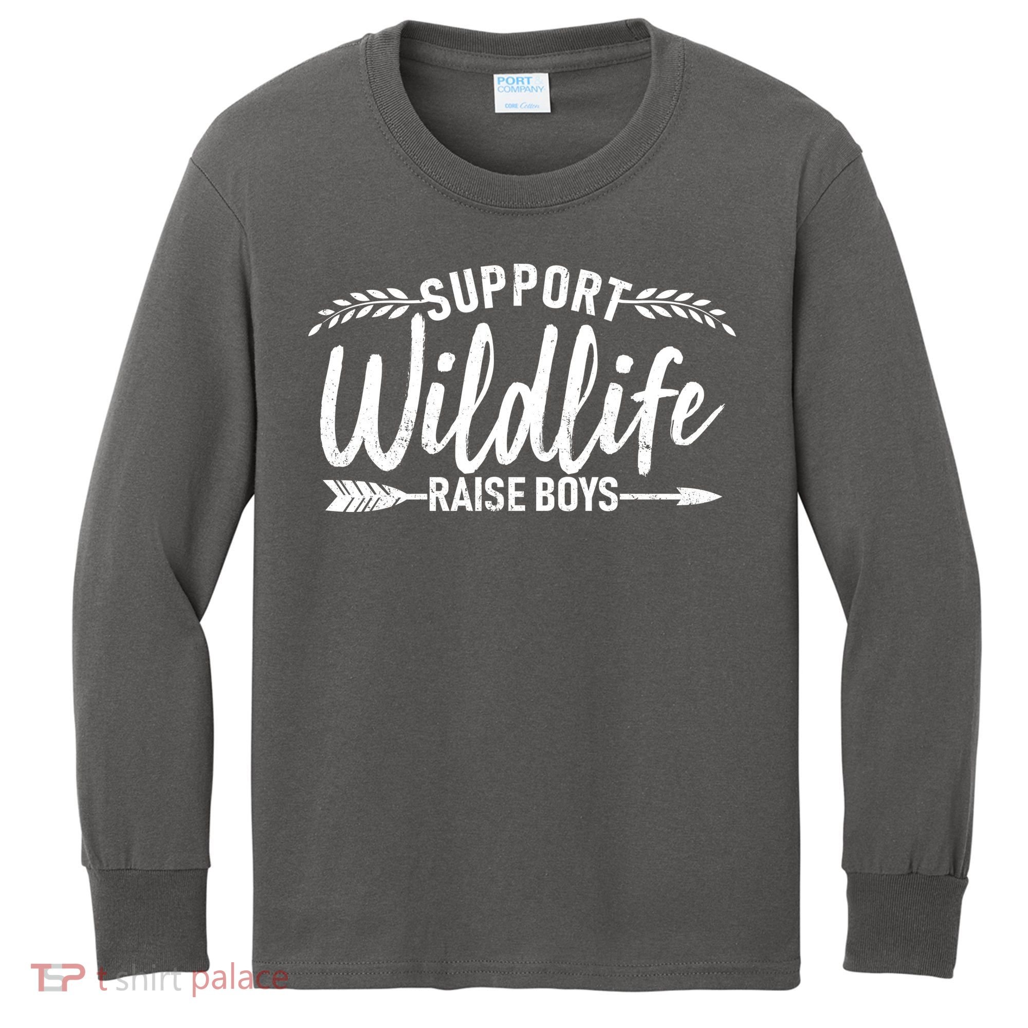 Support Wildlife Raise Boy Parents Kids Long Sleeve Shirt