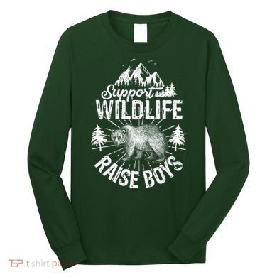 Support Wildlife Raise Boys Long Sleeve Shirt