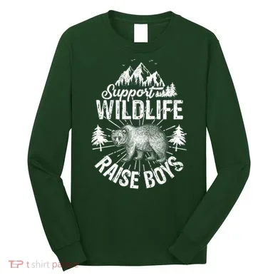 Support Wildlife Raise Boys Long Sleeve Shirt