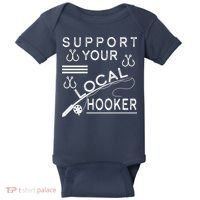 Support Your Local Hooker Funny Fishing Baby Bodysuit thumb 0