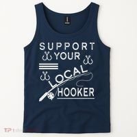 Support Your Local Hooker Funny Fishing Tank Top thumb 2