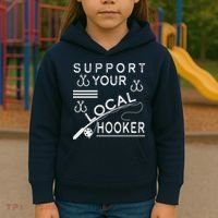 Support Your Local Hooker Funny Fishing Kids Hoodie thumb 3