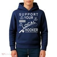 Support Your Local Hooker Funny Fishing Kids Hoodie thumb 4
