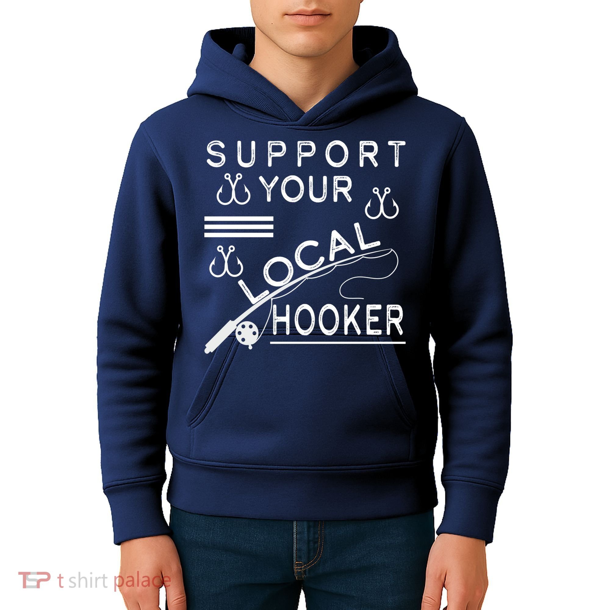 Support Your Local Hooker Funny Fishing Kids Hoodie