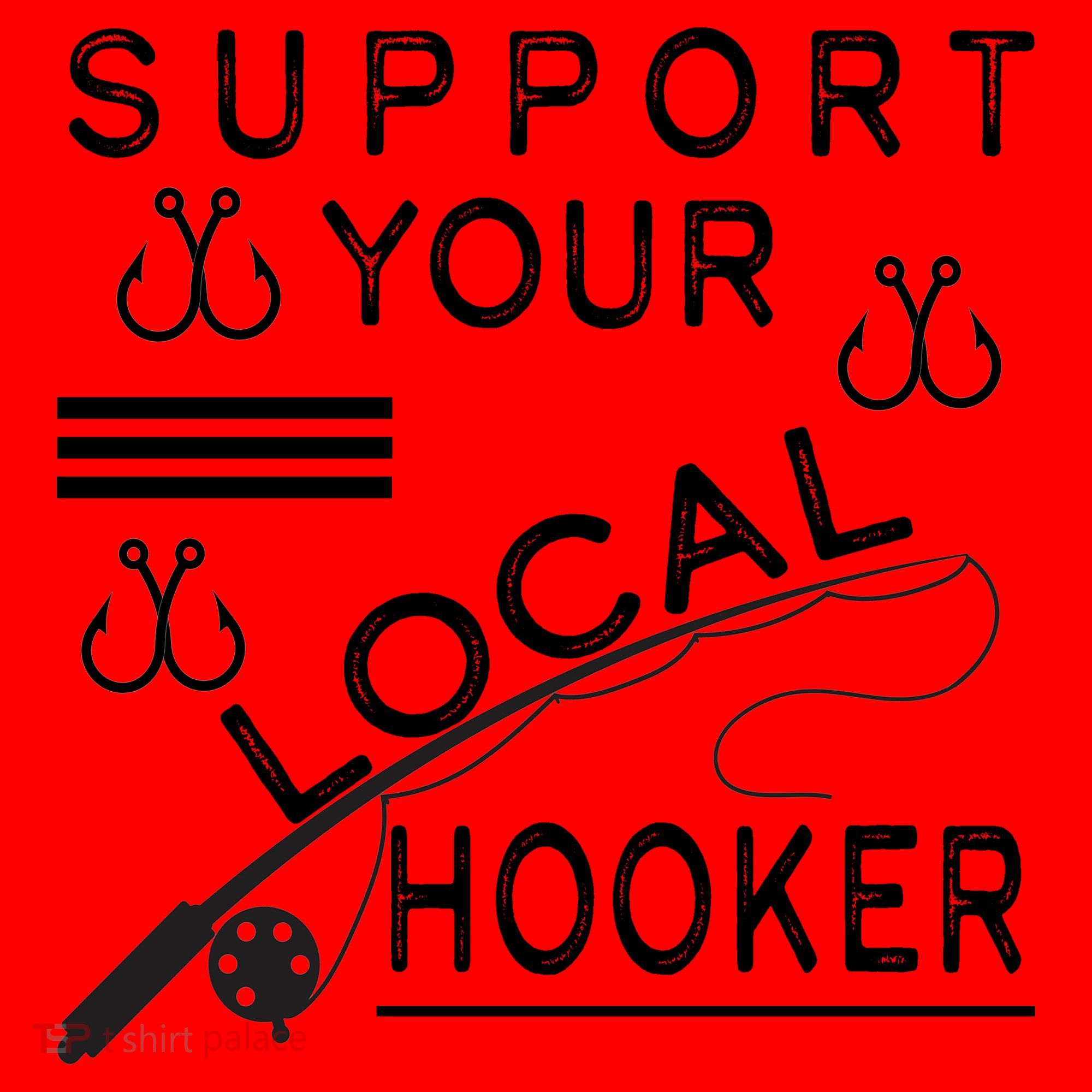 Support Your Local Hooker Funny Fishing Santa Hat