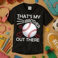 Supportive Baseball Sister That's My Brother Out There Kids T-Shirt thumb 3