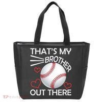 Supportive Baseball Sister That's My Brother Out There Tote Bag thumb 0