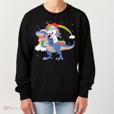 Santa Unicorn Riding Dinosaur Women's Sweatshirt