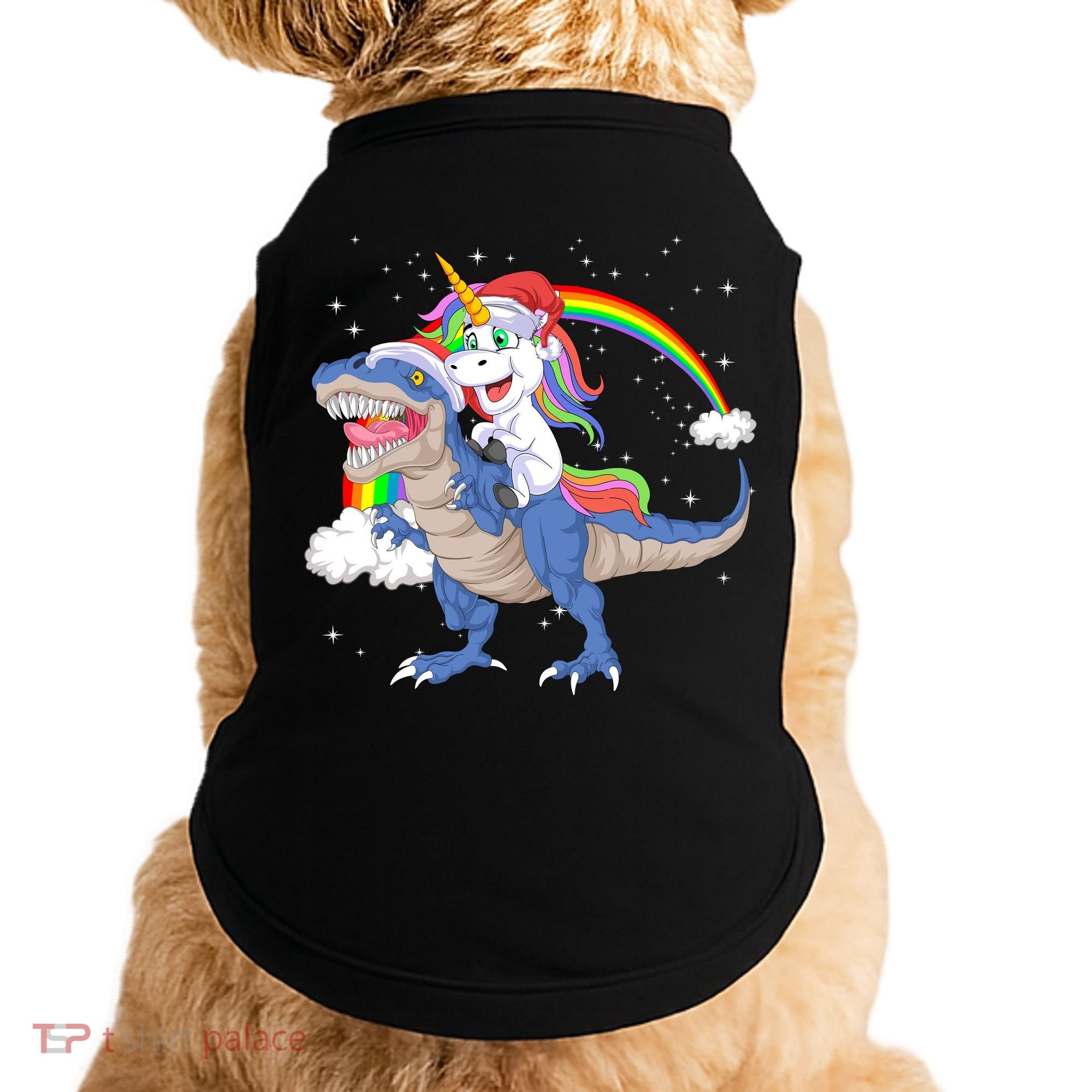 Santa Unicorn Riding Dinosaur Doggie Tank