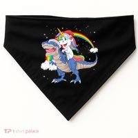 Santa Unicorn Riding Dinosaur USA-Made Doggie Bandana thumb 0