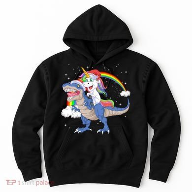 Santa Unicorn Riding Dinosaur Hoodie