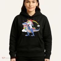 Santa Unicorn Riding Dinosaur Hoodie thumb 5
