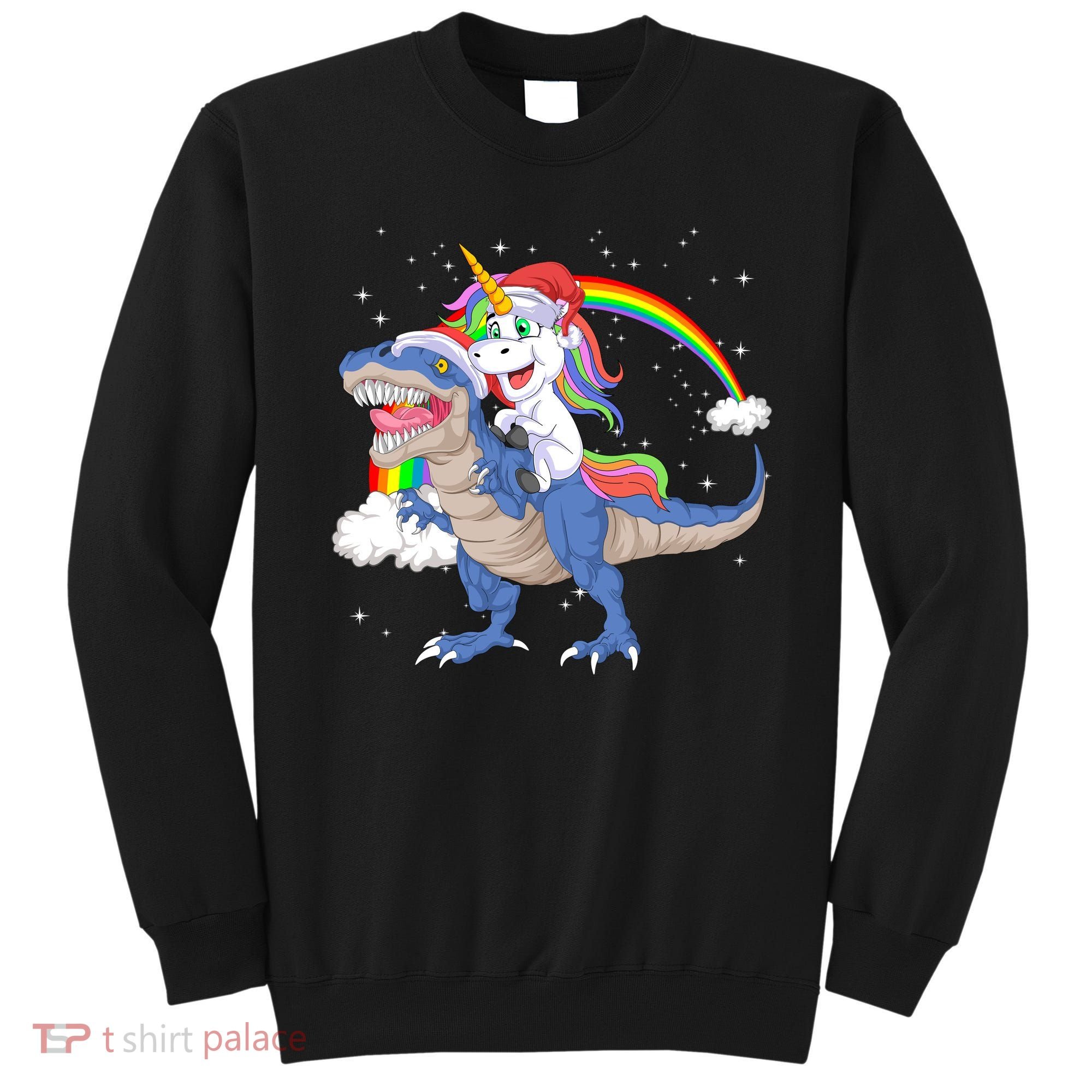 Santa Unicorn Riding Dinosaur Sweatshirt