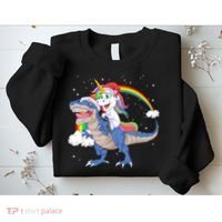 Santa Unicorn Riding Dinosaur Sweatshirt thumb 2