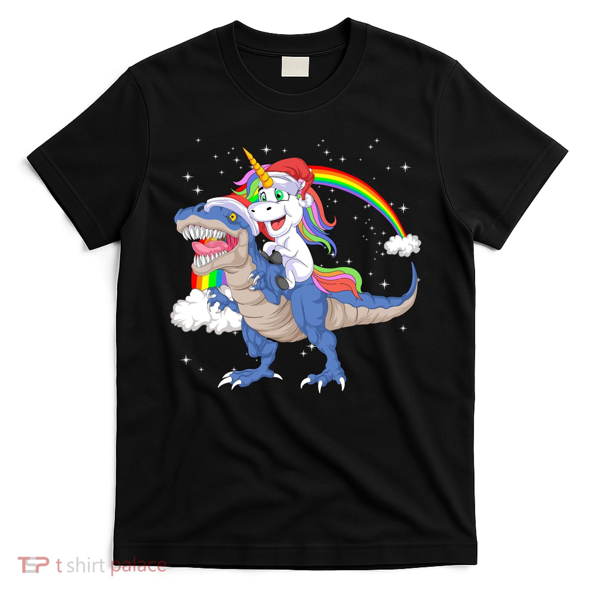 Santa Unicorn Riding Dinosaur T-Shirt