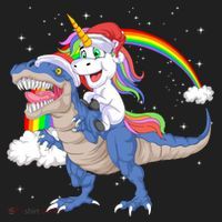 Santa Unicorn Riding Dinosaur Beanie thumb 2