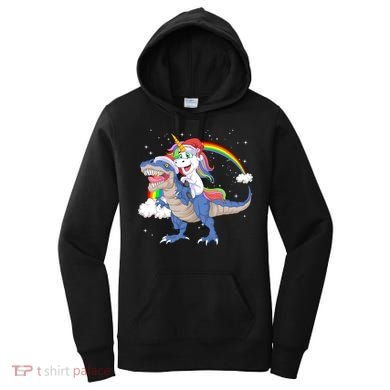 Santa Unicorn Riding Dinosaur Women's Hoodie