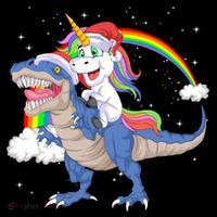 Santa Unicorn Riding Dinosaur Women's Hoodie thumb 2