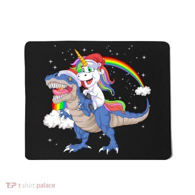 Santa Unicorn Riding Dinosaur Mousepad