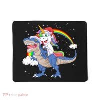 Santa Unicorn Riding Dinosaur Mousepad thumb 0