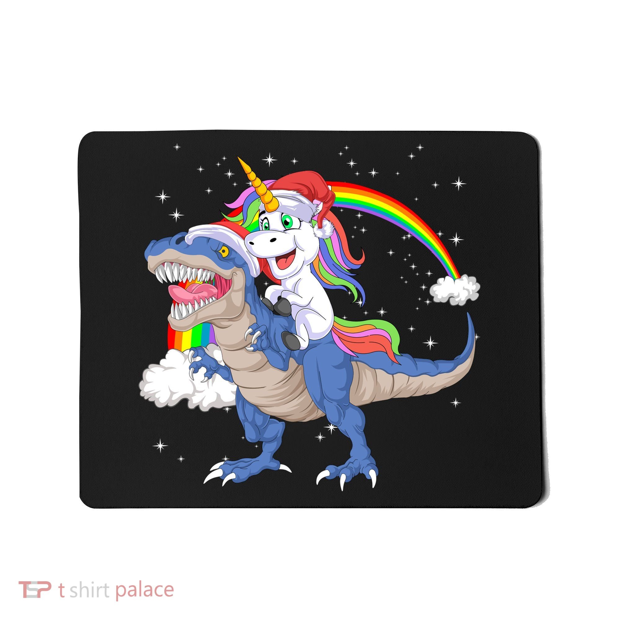 Santa Unicorn Riding Dinosaur Mousepad