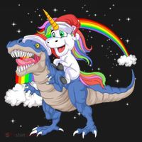 Santa Unicorn Riding Dinosaur Mousepad thumb 1