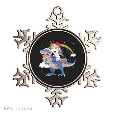 Santa Unicorn Riding Dinosaur Ornament