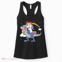 Santa Unicorn Riding Dinosaur Women's Tank Top thumb 0