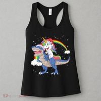 Santa Unicorn Riding Dinosaur Women's Tank Top thumb 3