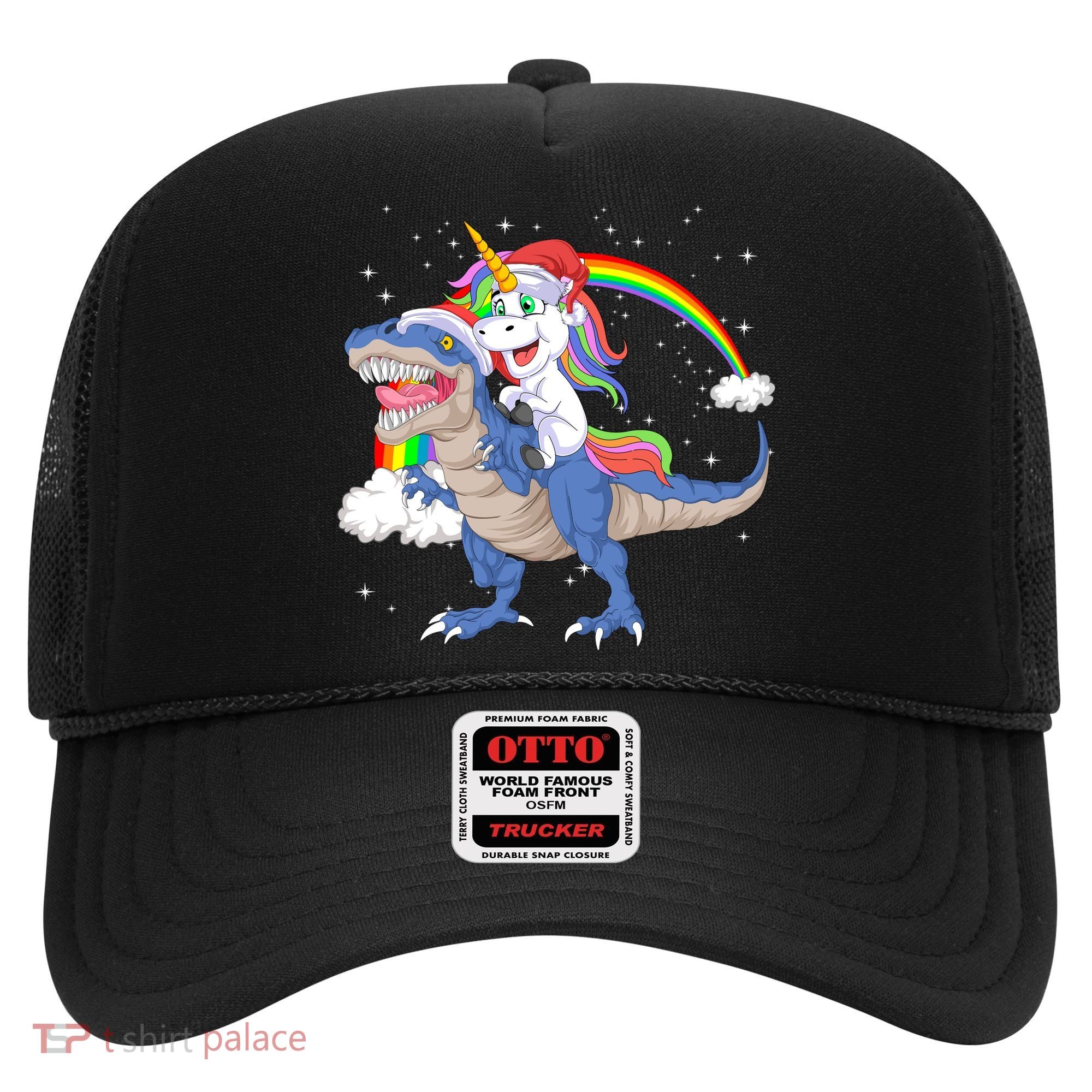 Santa Unicorn Riding Dinosaur Hat