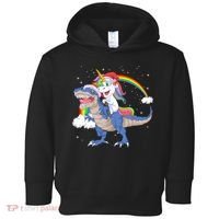 Santa Unicorn Riding Dinosaur Toddler Hoodie thumb 0
