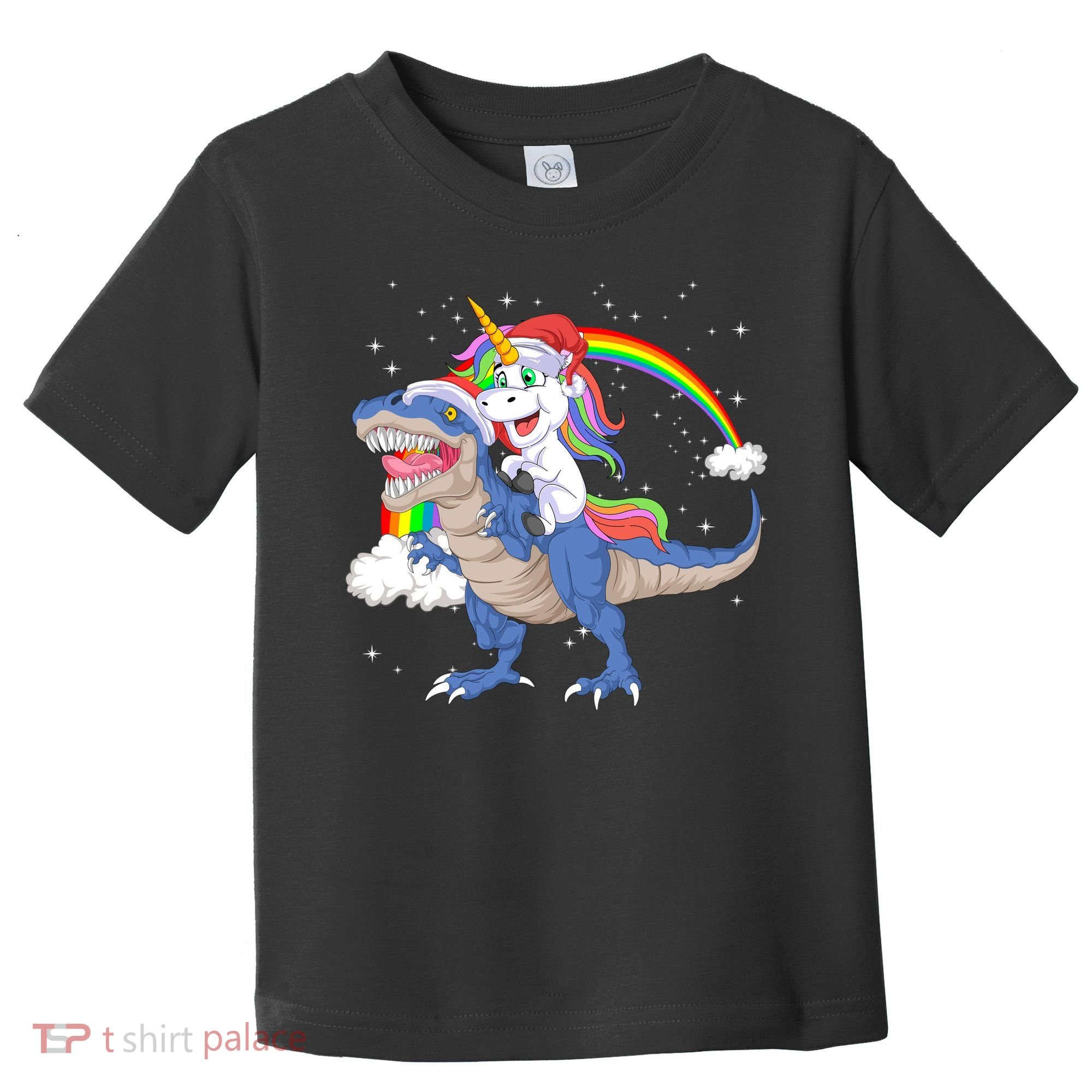 Santa Unicorn Riding Dinosaur Toddler T-Shirt